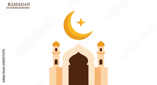Set of Flat Design Ramadan Kareem Vector Flat Minimalist illustration