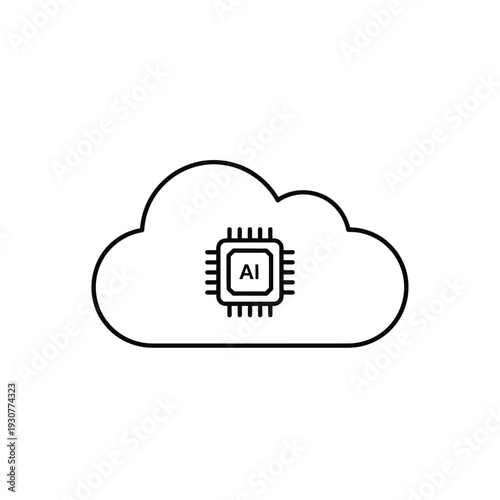 Cloud AI processor icon representing artificial intelligence and data processing capabilities within a cloud computing environment
