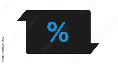 A modern graphic design featuring a percentage symbol within a stylish black shape