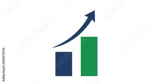 A Modern Graphic Illustrating Growth and Progress with a Rising Arrow and Bar Chart