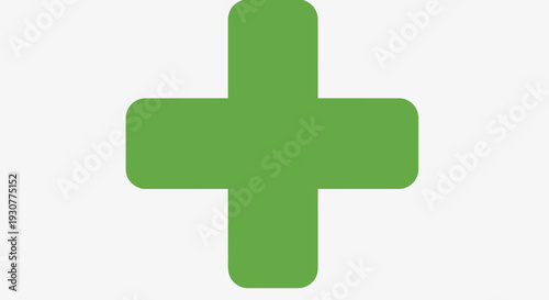 A vibrant green plus symbol on a clean white background, a healthcare icon