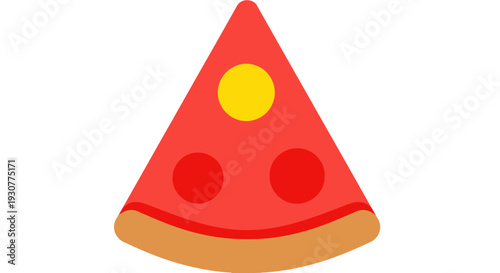 A vibrant illustration of a pizza slice with toppings, graphic design, isolated on white