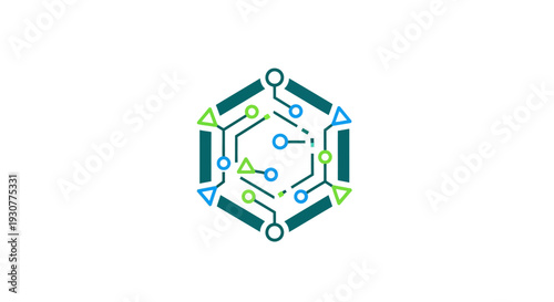 Abstract digital circuit design within a geometric structure representing advanced technology