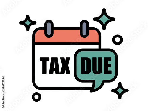 A vector graphic illustration of a calendar with a tax due reminder
