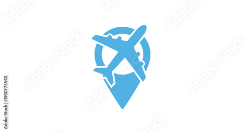 Air travel destination marker icon signifying location, flight, and exploration concept
