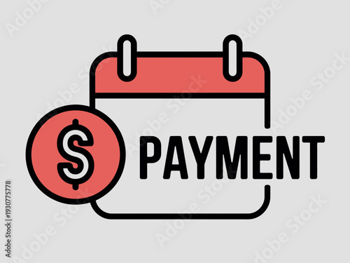 A vector graphic illustration of a calendar with a payment symbol, representing financial planning and due dates.