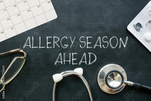 Canvas Print Allergy season ahead concept, seasonal allergies warning, pollen exposure and ha