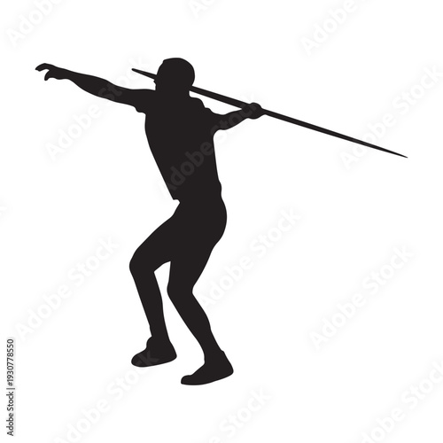 Javelin Throw Athlete Silhouette – Track and Field Sports Vector
Dynamic athlete silhouette preparing to throw a javelin in track and field competition. Represents strength, focus, athletics training,