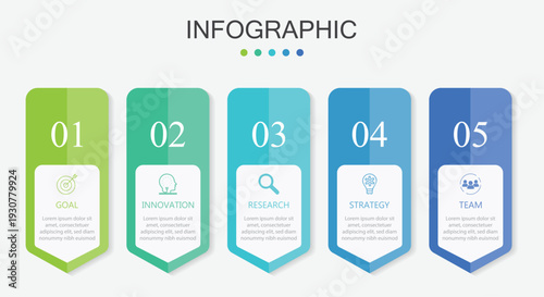 Business visualization infographic circle design template with 5 options,  diagram, workflow, timeline, web design. Vector  illustration.