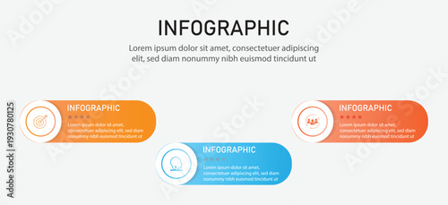 Business data visualization. Venn diagram infographic chart template for business 3 color parts options, presentation with venn diagram elements vector illustration.