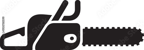 Chain saw icon. Flat silhouette version