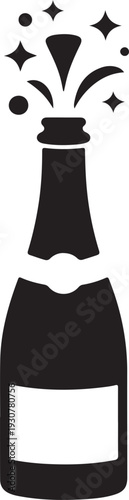 Champagne bottle explosion sign simple icon on background