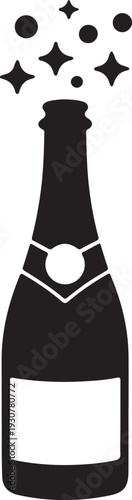 Champagne bottle explosion sign simple icon on background