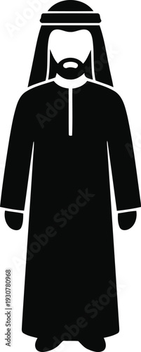 Arabian  Sheikh Silhouette vector on Transparent Background.