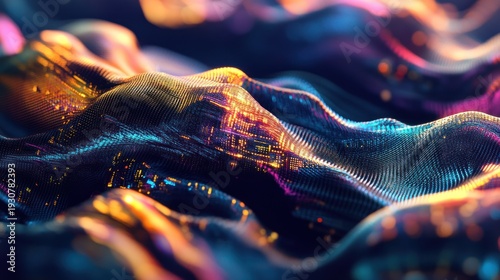 Wallpaper Mural Abstract, vibrant, wavy textures with city lights Torontodigital.ca