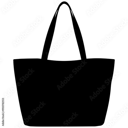 Black tote bag isolated on white background minimalist design reusable shopping eco friendly