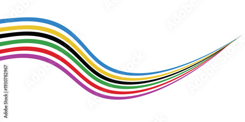 abstract wavy stripes with the colors of Paris Olympics games 2025 . vector illustration