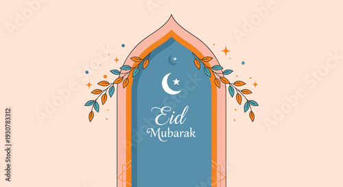 Happy Eid Mubarak, modern flat vector showing family happiness, generosity, and joyful Eid Mubarak celebration