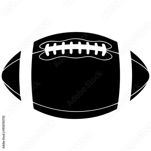 Black and White American Football Silhouette Icon - Sport Symbol Vector