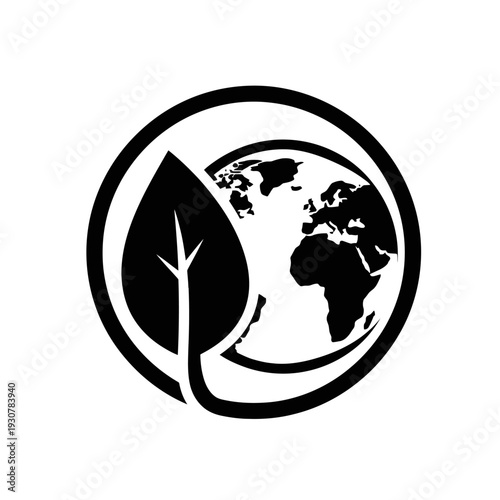 Global Earth and Leaf Symbol Representing Environmental Awareness, Sustainability, and Conservation Efforts Across the Planet.