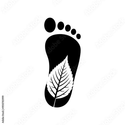 Eco-Friendly Footprint Icon with Leaf Motif Symbolizing Sustainability and Nature.