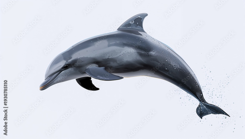 Obraz premium Hyperrealistic Dolphin Jumping Isolated on White Background 8K High Detail