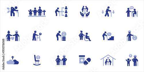 Photos elderly icons set