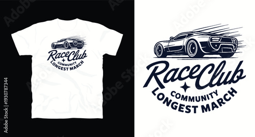 Race car design for t-shirt or poster. vector illustration of speed automobile on white background for auto enthusiast clothing