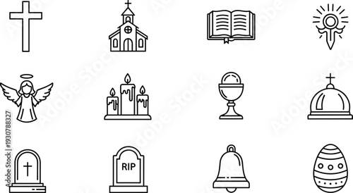 Christianity symbols and objects icons