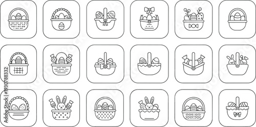 Collection of 20 simple line drawings of various plants and flowers