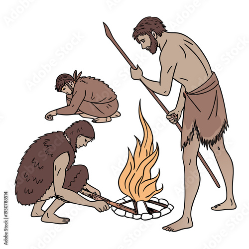 Ultra detailed realism showing early human caveman