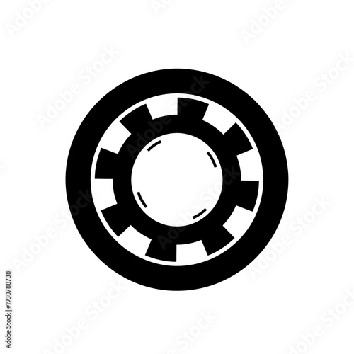 Black Gear Wheel Icon, Cogwheel Symbol, Mechanical Engineering and Industry Concept