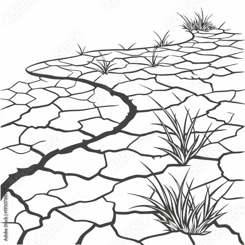 Cracked dry earth with sparse grass cracked earth dry ground