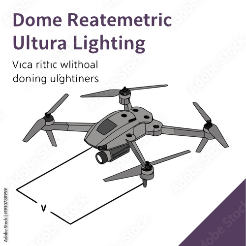 Gray drone with four rotors and camera four rotor drone