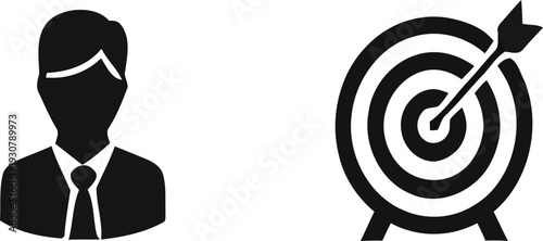 Businessman aiming at target with precision and focus