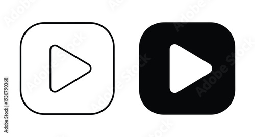 Two play button icons in different colors on a white background.