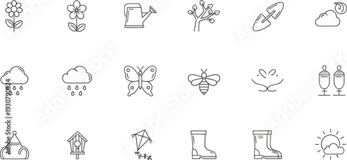 Collection of 16 simple line drawings of various objects