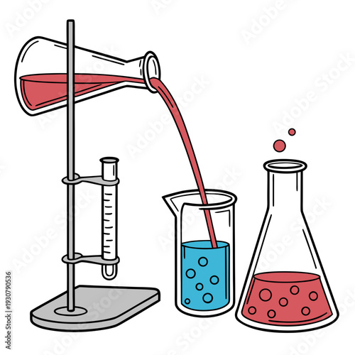 Laboratory equipment with beaker and flasks test tube