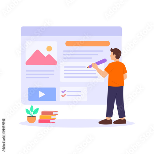 Landing Page Content, writing conversion focused webpage copy, Flat vector character illustration