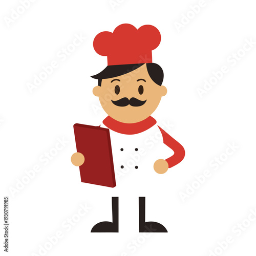 Cook Chef Vector Logo – Restaurant Cafe Food Icon with Chef Hat and Hot Plate Tray Line Art Illustration