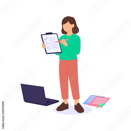 Proofreading and Editing, refining content for clarity accuracy, Flat vector character illustration