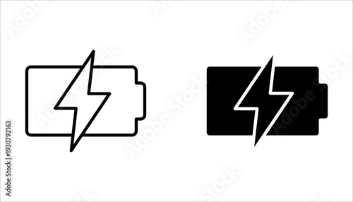 Vector isolated Battery Charging icon set on a white background