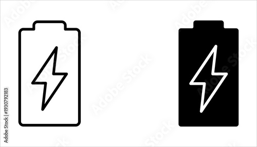 Vector isolated Battery Charging icon set on a white background