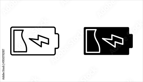 Vector isolated Battery Charging icon set on a white background