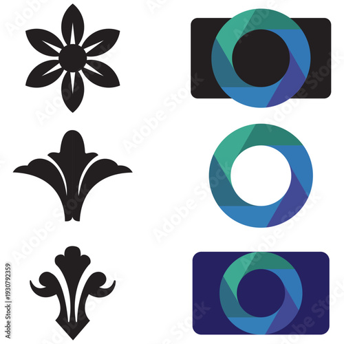 app logo flower shap elipse rectangle vector sets design