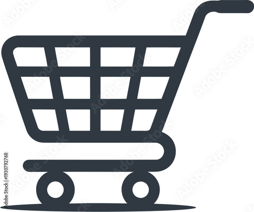 A clean flat vector illustration of a shopping cart from a front viewpoint