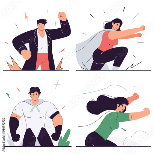 superpower-action-line-sets-isolated-on-white-back.eps