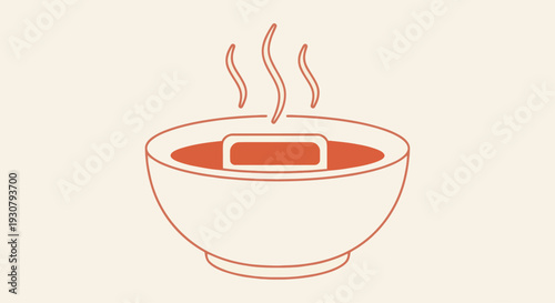 Bowl of Hot Soup with Croutons Inside.