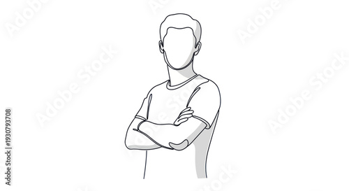 Man Standing with Arms Crossed Illustration.
