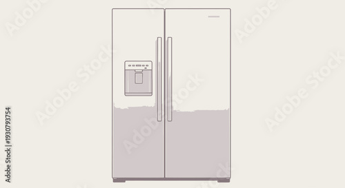 Modern Double Door Refrigerator Appliance Illustration.